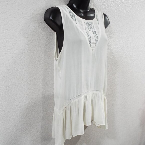 Zara Basics Off White Lightweight Sleeveless Top V Neck with Lace Detail Small - Picture 3 of 11